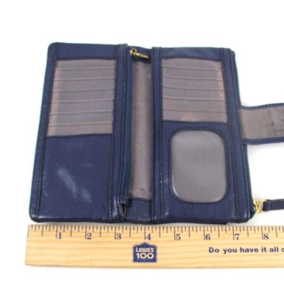 FOSSIL BLUE GENUINE LEATHER ID CARD COIN HOLDER BILL TWO COMPARTMENT WALLET - Picture 11 of 11